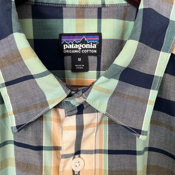 Mens Patagonia Short Sleeve Plaid Button Up Cotton Blend Shirt - Picture 5 of 10